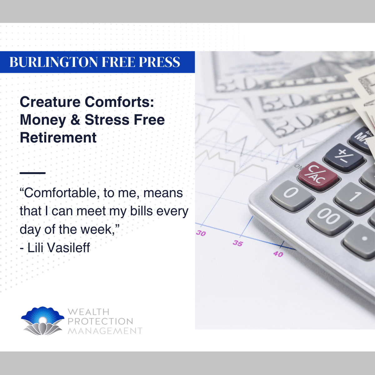 Burlington Free Press - Lili Vasileff weighs in on money and retirement